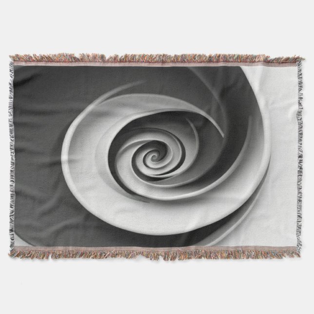 Cobertor Design Abstrato Espiral Preto e Branco Elegante,  (Frente)