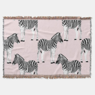 Cobertor Design cor-de-rosa com zebra branca e negra