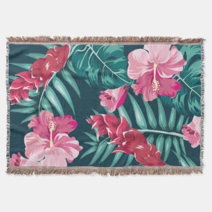 Cobertor Design cor-de-rosa de flores exóticas de verão