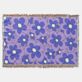 Cobertor Design de Flor Azul e Púrpura Desenhado à Mão