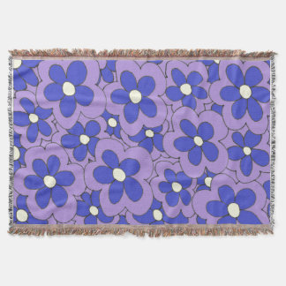 Cobertor Design de Flor Azul e Púrpura Desenhado à Mão