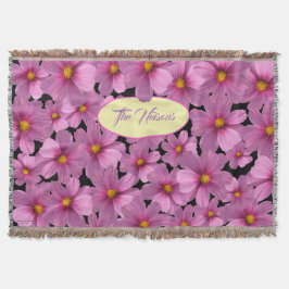 Cobertor Design de Flor do Cosmos Roxo em um Fundo Preto