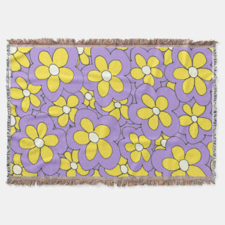 Cobertor Design de Flor Púrpura e amarela Desenhada à Mão