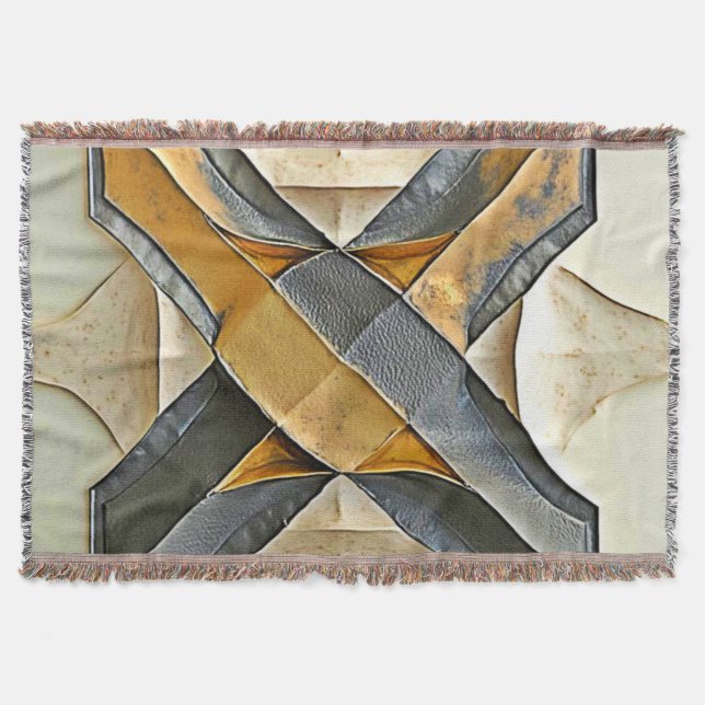 Cobertor Design de Metal Dourado Abstrato (Frente)