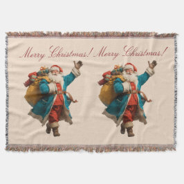 Cobertor Design de Natal Personalizado com Papai Noel Vinta
