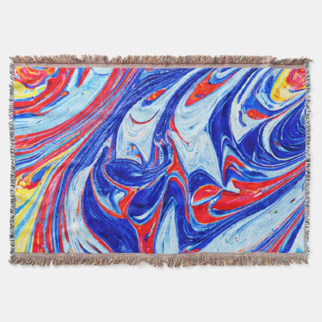 Cobertor Design de Padrão Abstrato Azul Dinâmico (Frente)