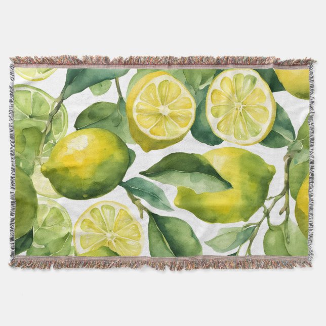 Cobertor Design de Padrão Aquarela de Limões (Frente)