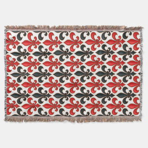 Cobertor Design de padrão do Red Black Barroco Fleur-de-lis