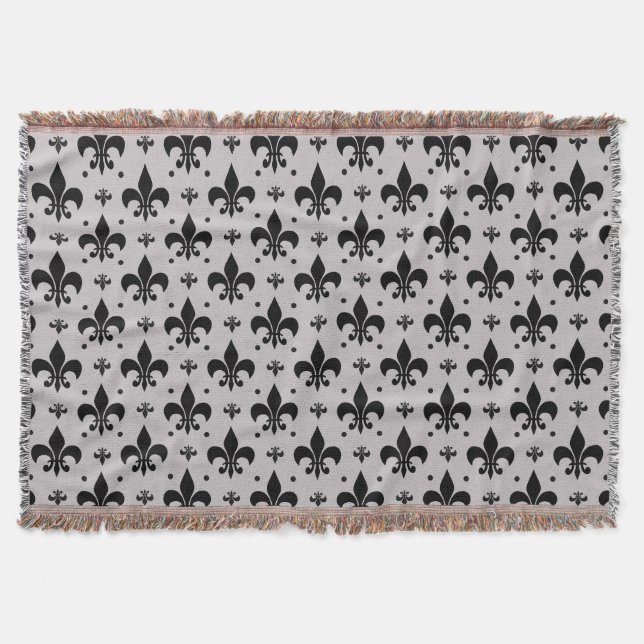 Cobertor Design de Padrão Fleur-de-lis - Fundo da cinza (Frente)