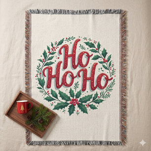 Cobertor Design de Tipografia de Grinalda de Natal Ho Ho Ho