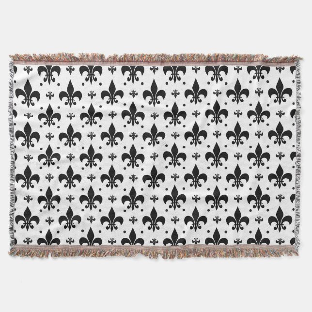 Cobertor Design do padrão Fleur-de-lis de fundo branco (Frente)