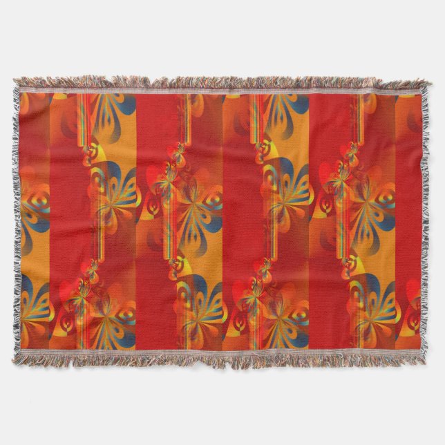 Cobertor Design gráfico sem costura - laranja vermelha I (Frente)
