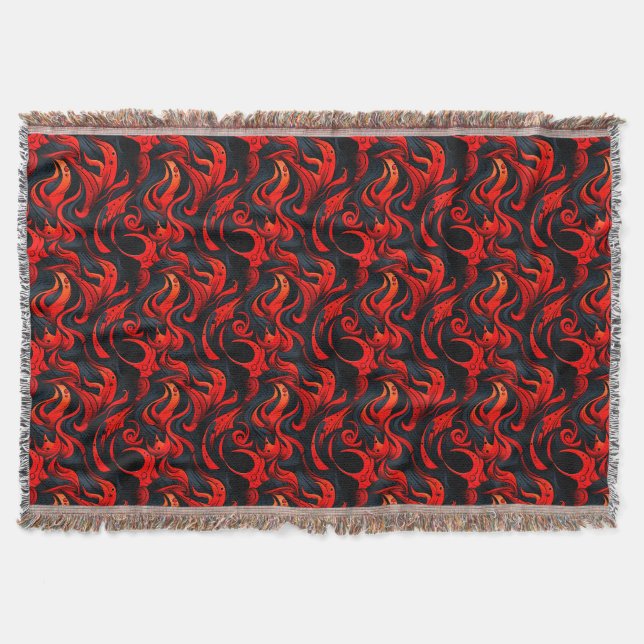 Cobertor Design preto e vermelho (Frente)