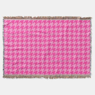 Cobertor Design Xadrez Houndstooth Rosa Vibrante
