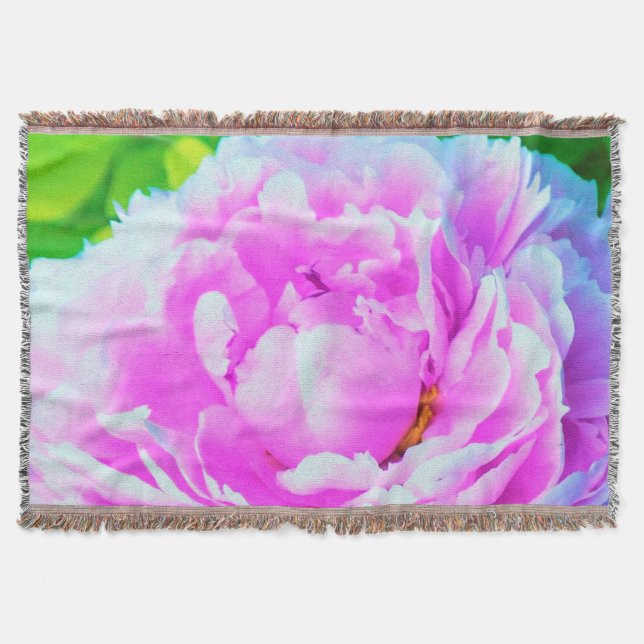Cobertor Detalhe Deslumbrante da Flor de Peônia Dupla Rosa (Frente)