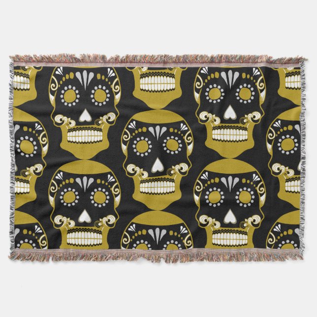 Cobertor Día De Los Muertos Skull Impressão (Frente)