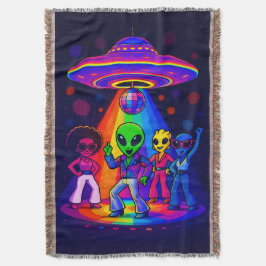 Cobertor Discoteca Alienígena UFO com Aliens Dançando Disco