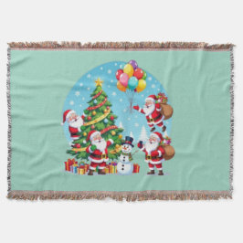 Cobertor **“Diversão Natalina com Múltiplos Papais Noel – T