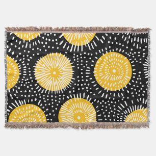 Cobertor Doodle explosão preto amarelo e branco