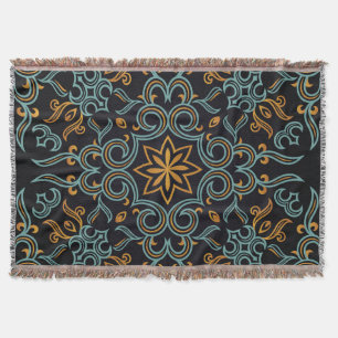 Cobertor Dourado e azul: Vintage Ornamental