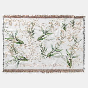 Cobertor Dourado Eucalyptus Modern Greenery Abstrato