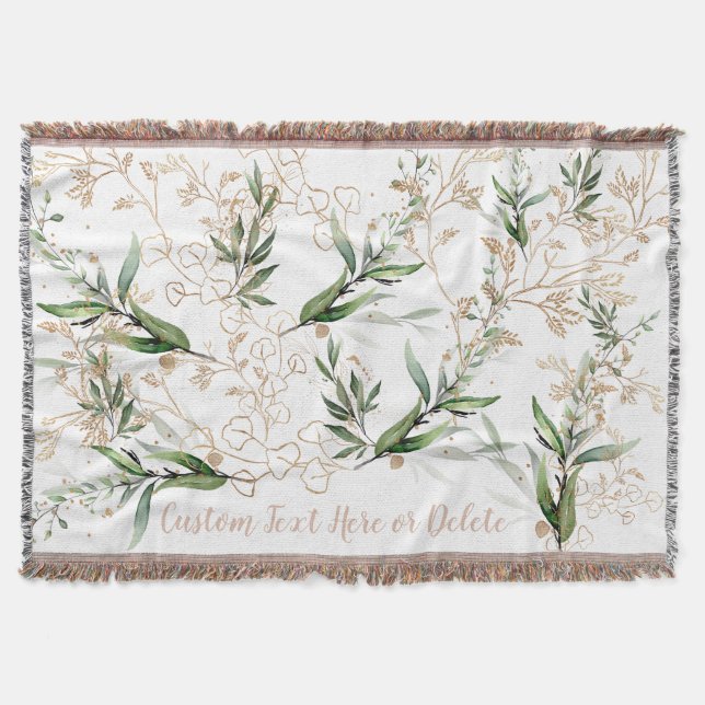 Cobertor Dourado Eucalyptus Modern Greenery Abstrato (Frente)