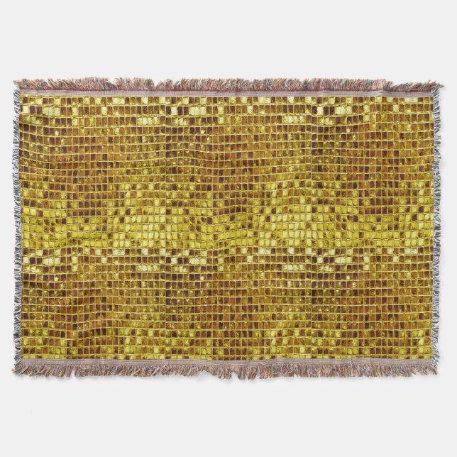 Cobertor Dourado Mosaico Elegante Glam Estético, Luxo Moder (Frente)