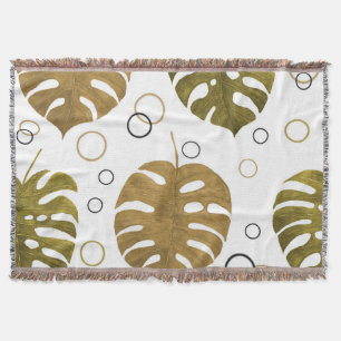 Cobertor Dourado tropical: Monstera Leaf Watercolor