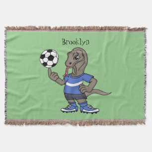 Cobertor Dragão Komodo engraçado bonito jogando cartoon de