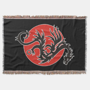 Cobertor Dragão Sol - preto vermelho branco + suas ideias