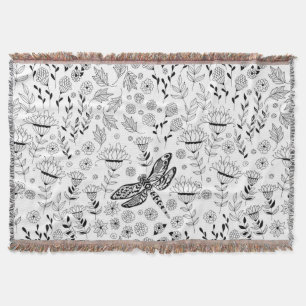 Cobertor Dragonfly e flores