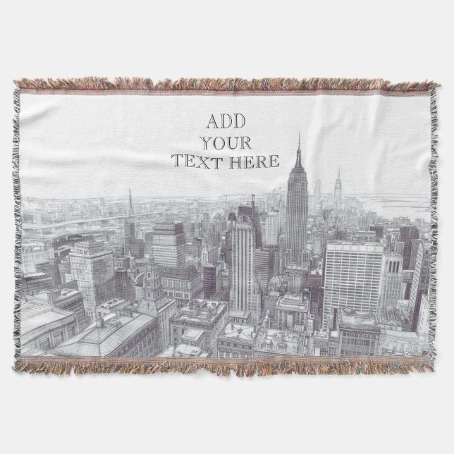 Cobertor Drawing of New York City Landscape Custom (Frente)