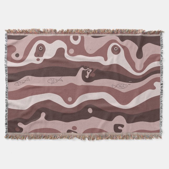 Cobertor Earth-Tone Tribal Abstract Throw Blanket (Frente)