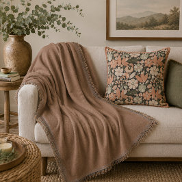 Cobertor Eclético Boho Terracota Carvão Vegetal Floral