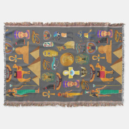 Cobertor Egyptian Hieroglyphic Symbol Pattern pharaoh     