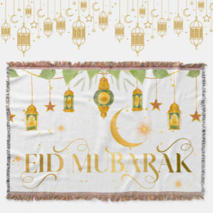 Cobertor Eid Mubarak - Estrelas Douradas da Lua Lanterna Br