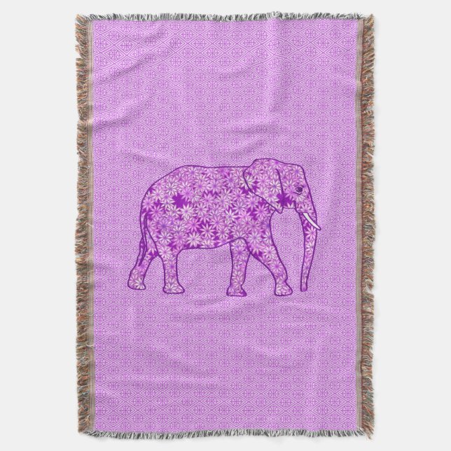 Cobertor Elefante da flor - roxo ametista (Frente Vertical)