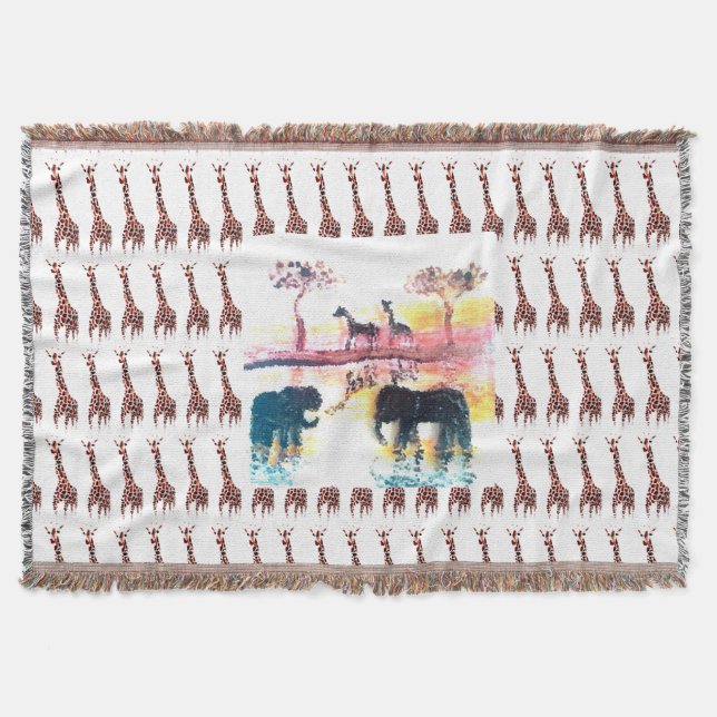 Cobertor Elefante de Arte da Vida Selvagem, Girafas (Frente)