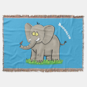 Cobertor Elefante engraçado e bonito com desenho animado d