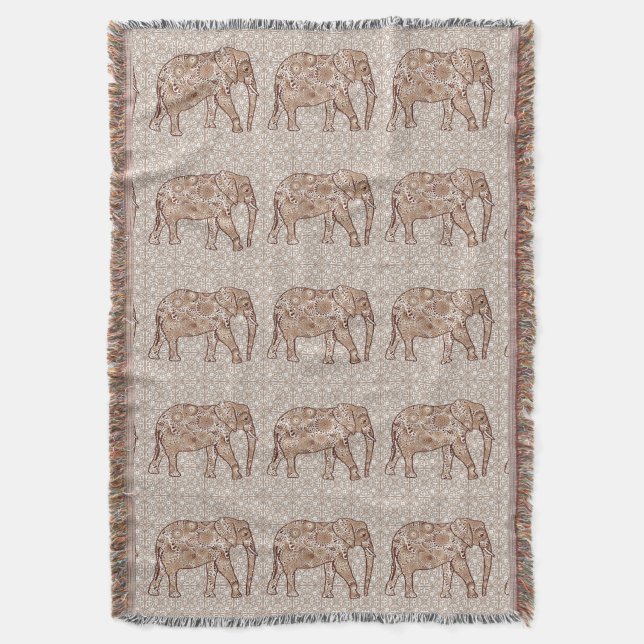 Cobertor Elefante fratural giratório - castanho e esticado (Frente Vertical)