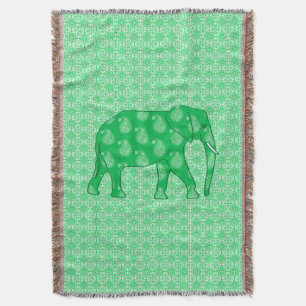 Cobertor Elefante Paisley - verde-jade e branco