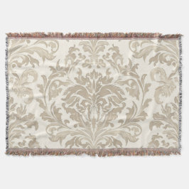 Cobertor Elegância de Marfim Barroco Damasko Clássico Antig
