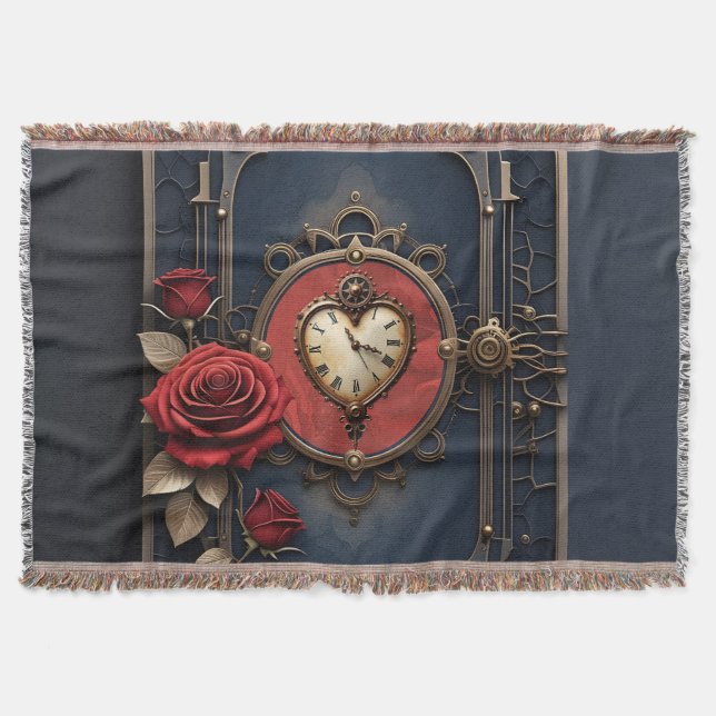 Cobertor Elegância Eterna – Coração de Relógio (Frente)