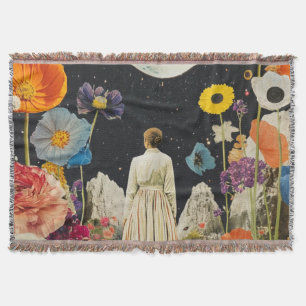 Cobertor Elegância Lua - Visão Traseira da Mulher com Lua 3