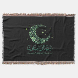 Cobertor Elegant Green Floral Crescent Ramadan Mubarak Arab
