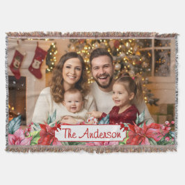 Cobertor Elegant Poinsettia Floral Border Custom Photos