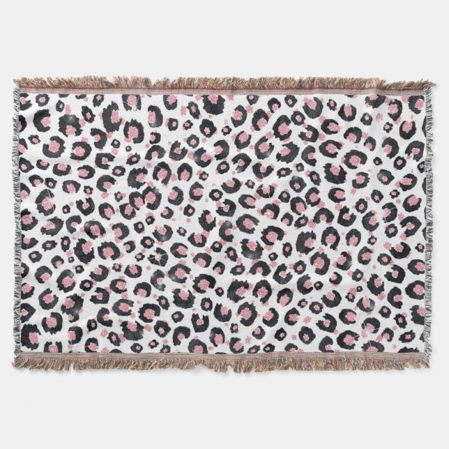 Cobertor Elegant Rose Gold Black Leopard Pattern (Frente)