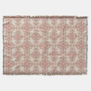 Cobertor Elegante Coral e Floral Branco Extravagante Padrão