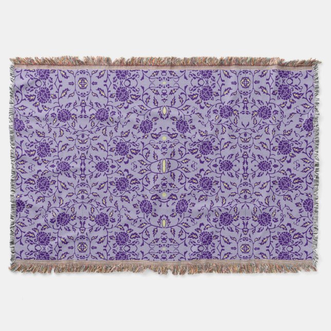 Cobertor Elegante Damasco Floral Roxo (Frente)