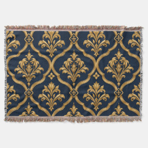 Cobertor Elegante Design de Motivo Vintage em Damasco Doura